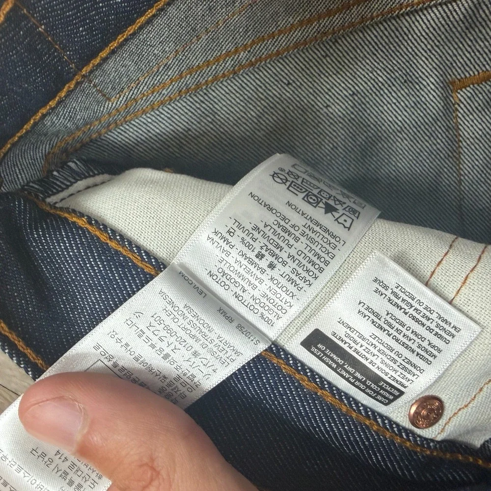 NWT Levi's 501 Shrink to Fit Jeans 34x30 Dark Wash 100% Cotton Button Fly